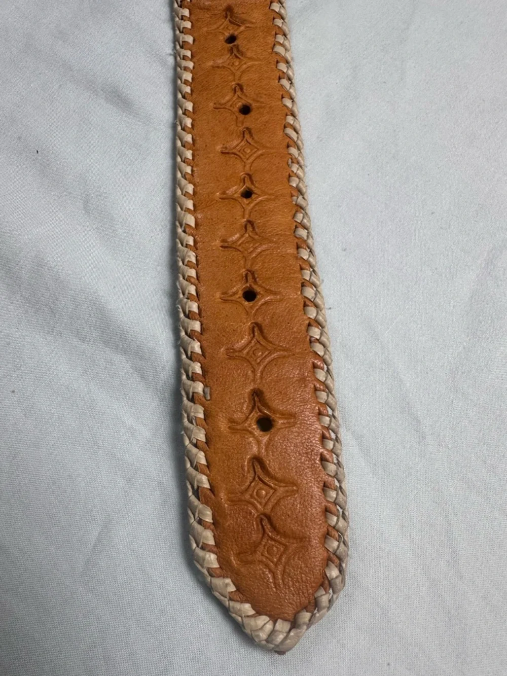 Handmade Guatemalan Woven Multicolored Leather Belt Size 28, Length 32”